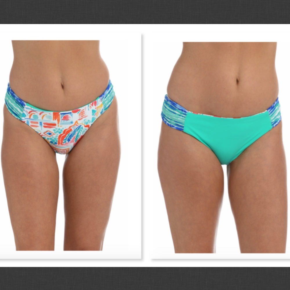 NEW La Blanca Terra Italia Shirred Tab Side Reversible Bottoms Size 12
